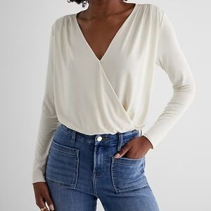 Express Silky Surplice Bodysuit XS